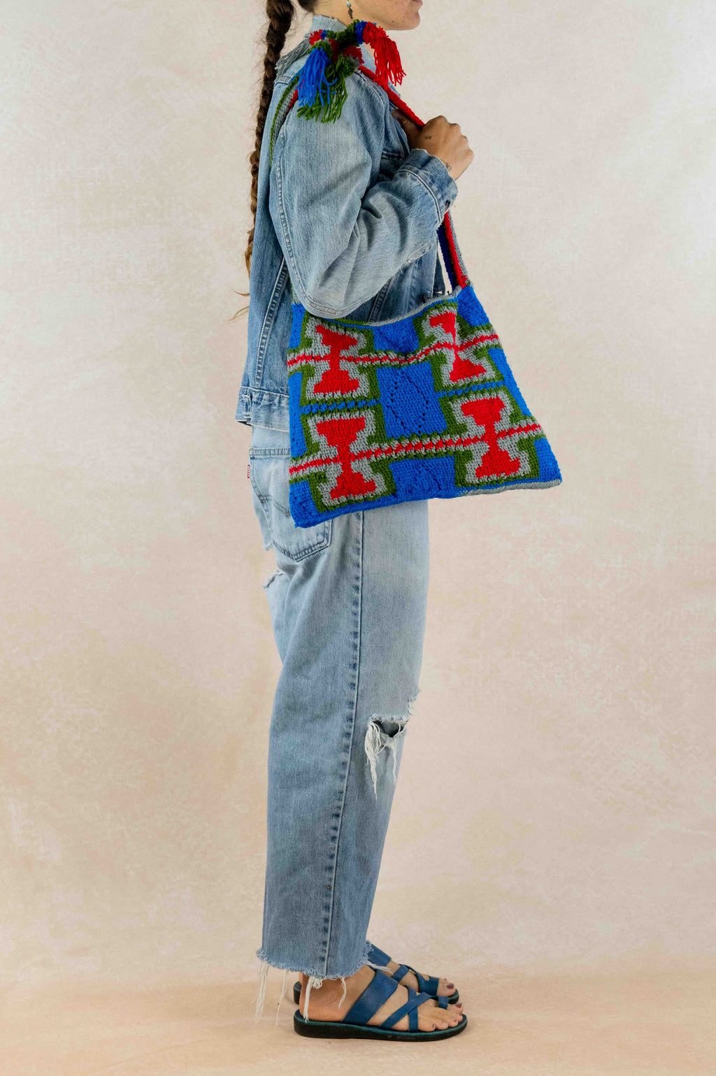 Kundu Post Pattern Red/Blue Bilum
