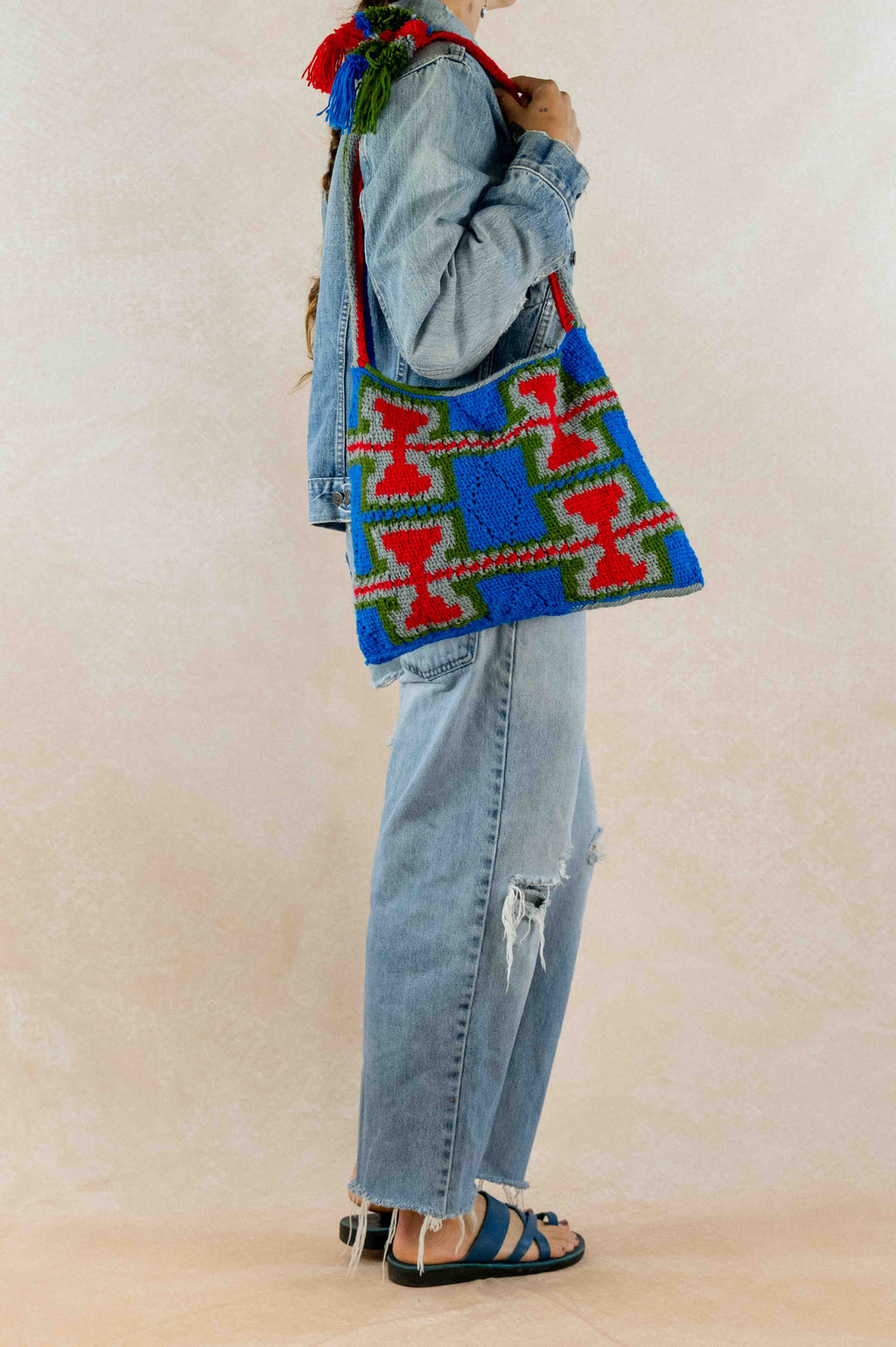 Kundu Post Pattern Red/Blue Bilum